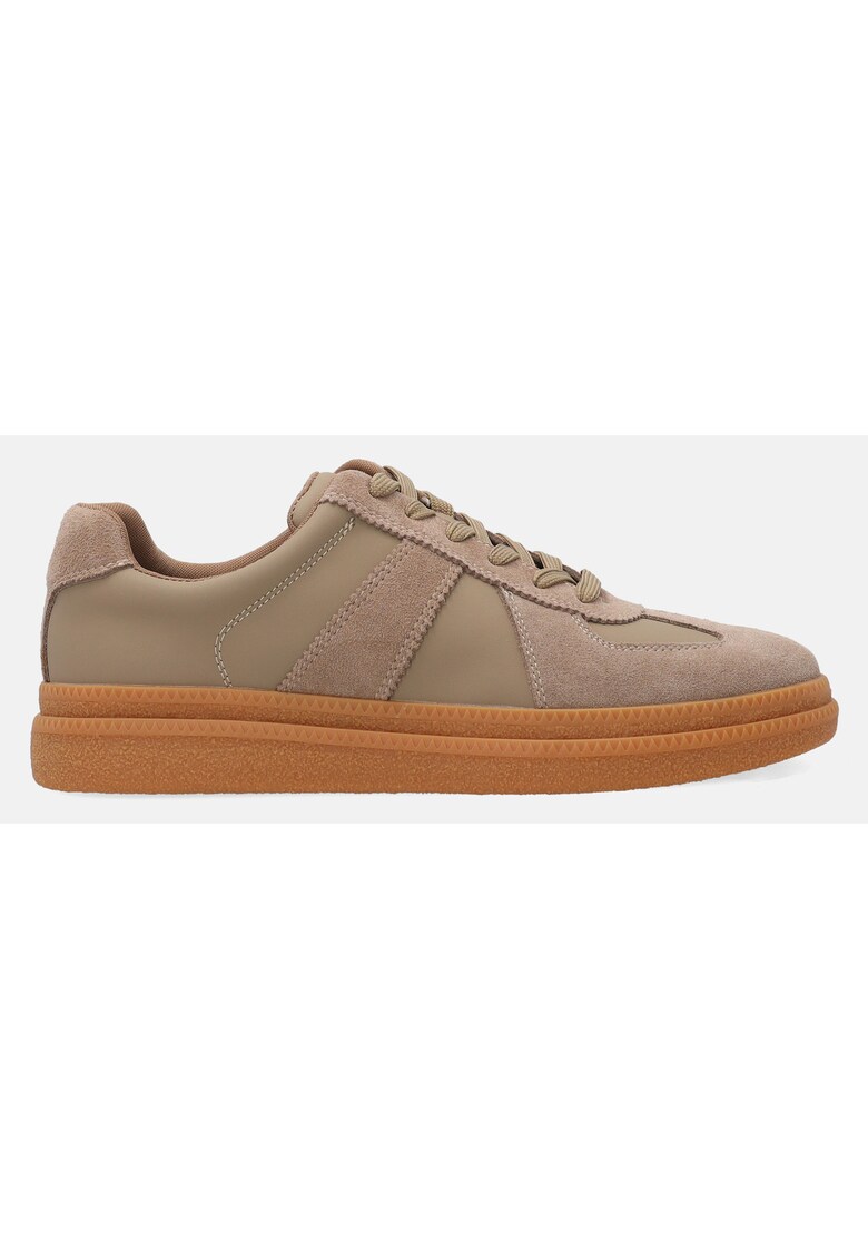 Pantofi sport din piele si piele intoarsa - Bej
