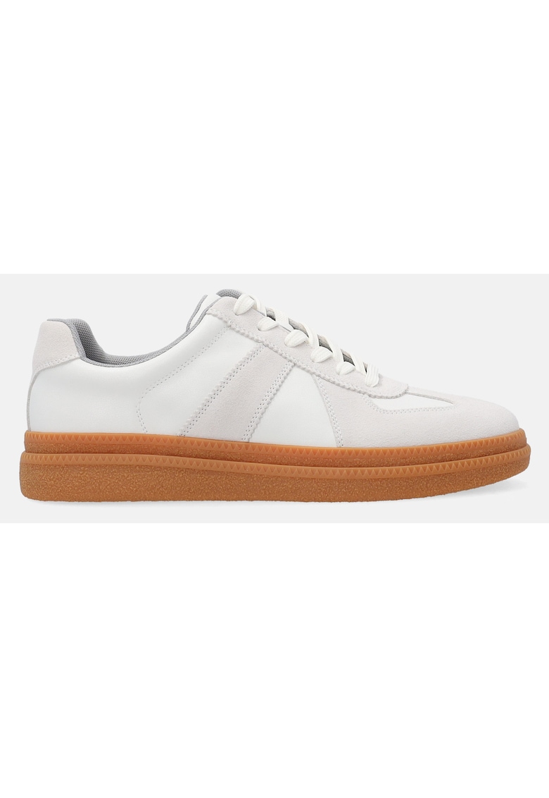 Pantofi sport din piele si piele intoarsa - Alb