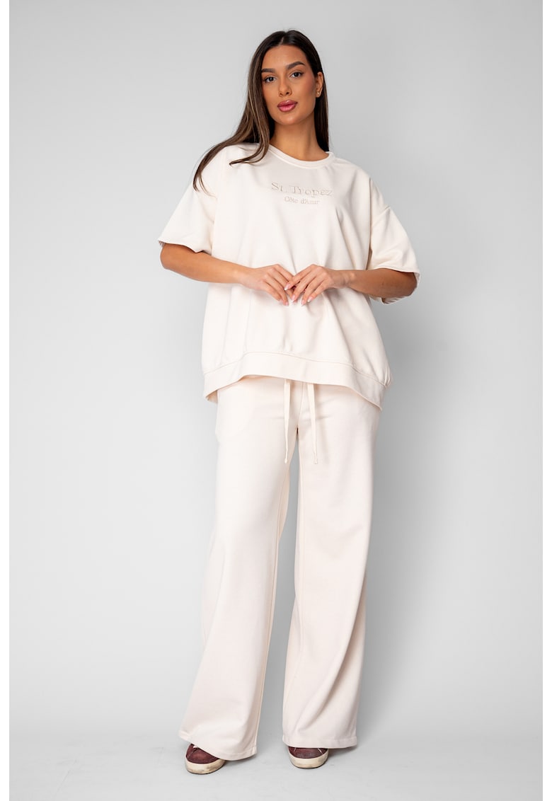 Set Oversized Tricou si Pantalon lung Beige 20886 - Bej