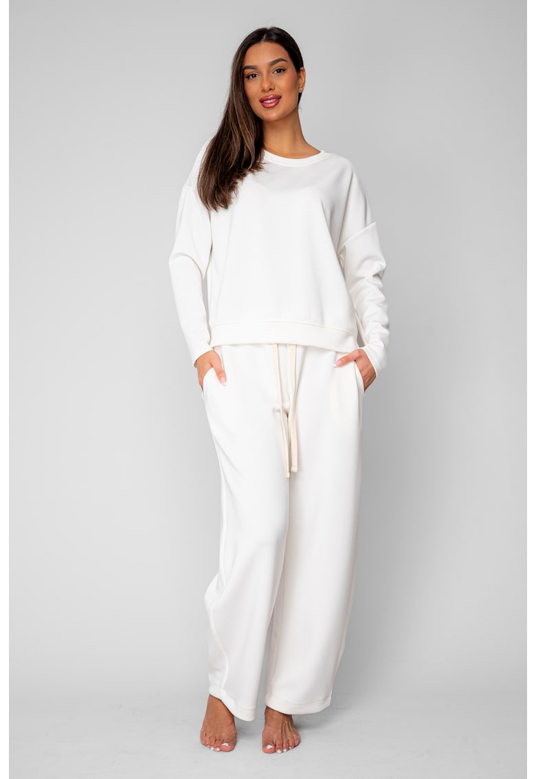 Set Oversized Bluza si Pantalon lung larg Off White 20887 - Alb