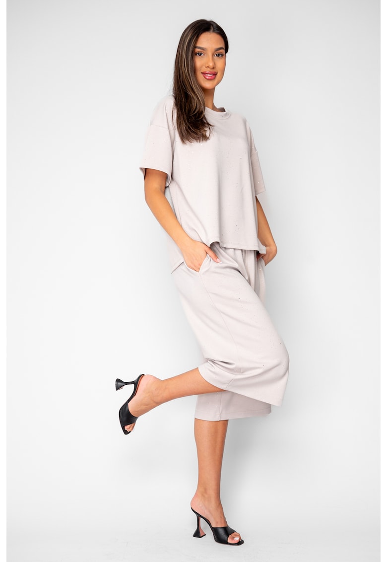 Set Oversized Tricou si Pantalon 3/4 Taupe 20899 - Bej