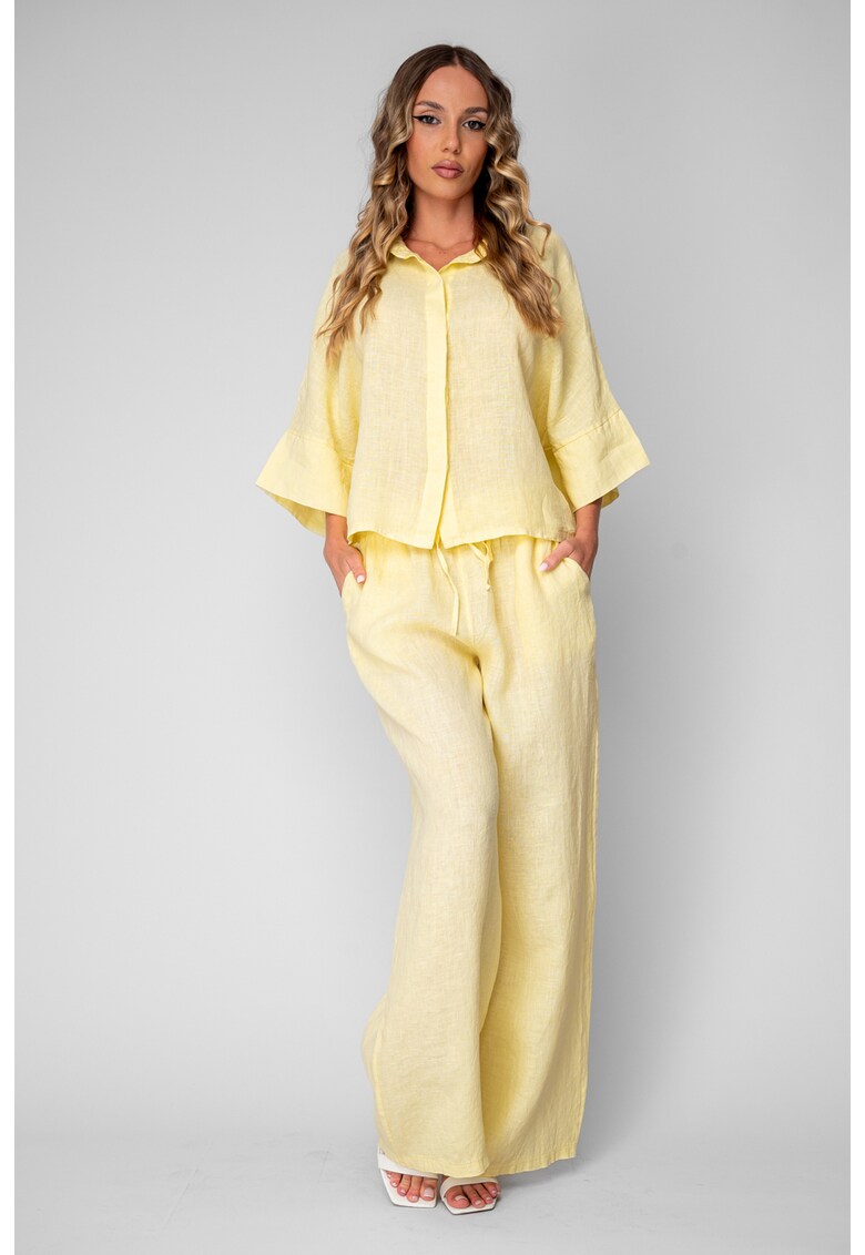 Set camasa si Pantalon lung din 100% in Light Yellow 20813 - Galben deschis