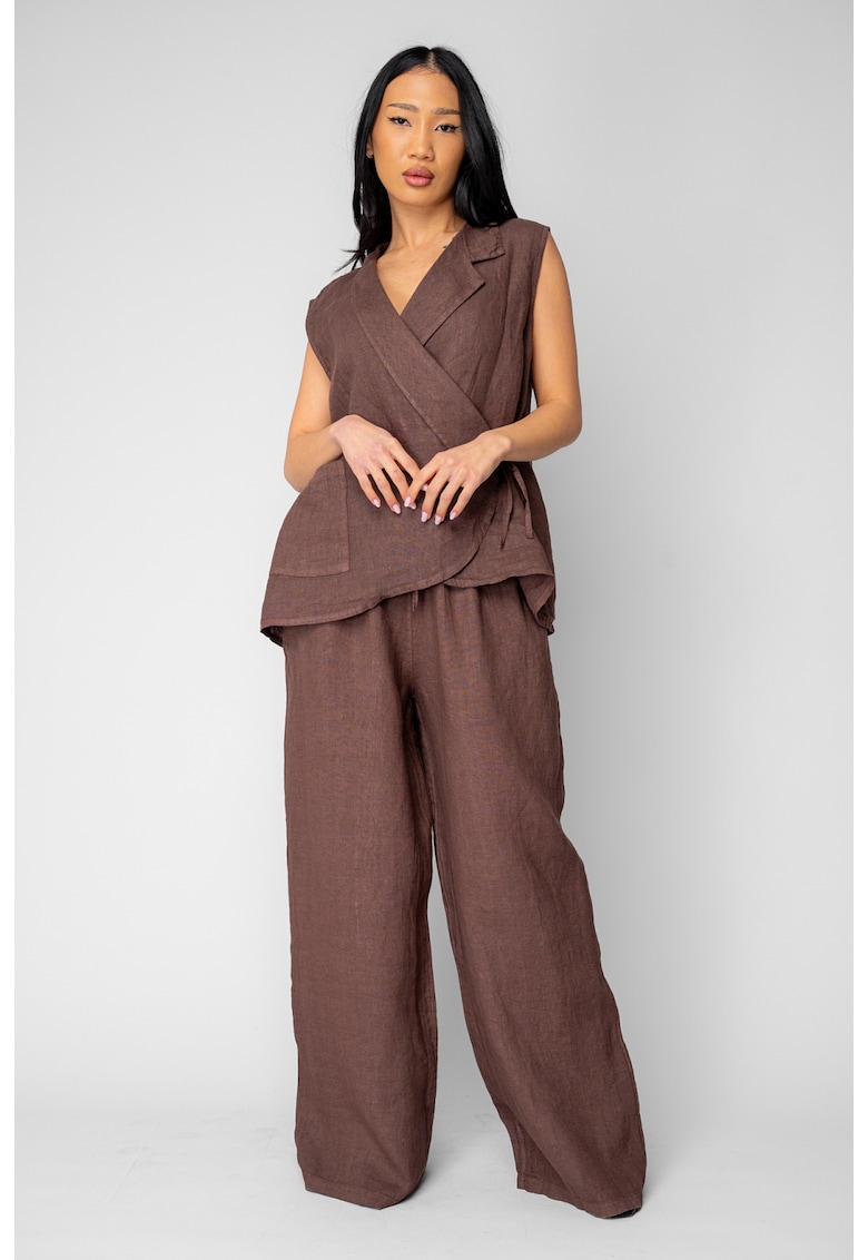 Set Vesta si Pantalon lung din 100% in Brown 20810 - Maro