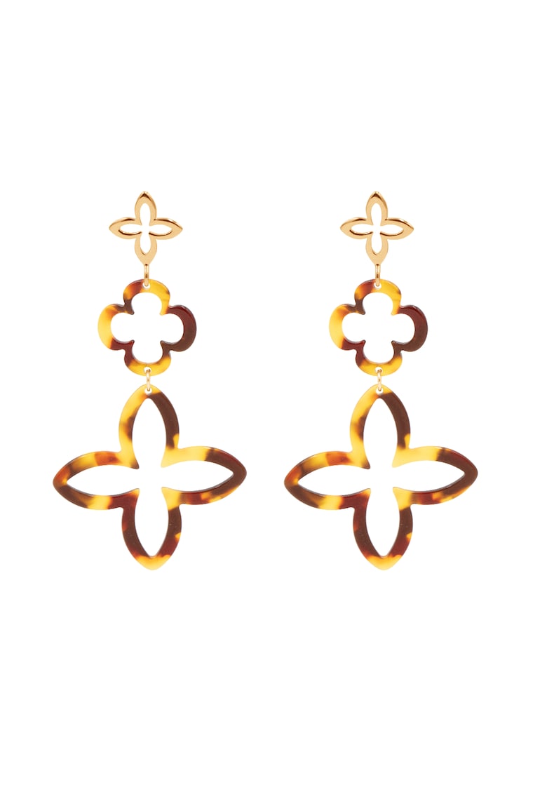 Cercei placati cu aur de 18k - cu detalii din rasina Lily