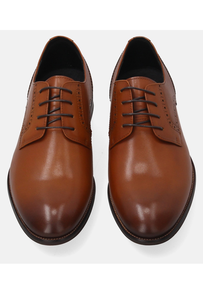 Pantofi Derby din piele cu perforatii decorative