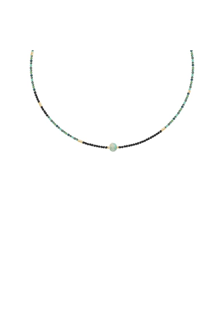 Colier placat cu aur si decorat cu spinel - turcoaz si amazonit