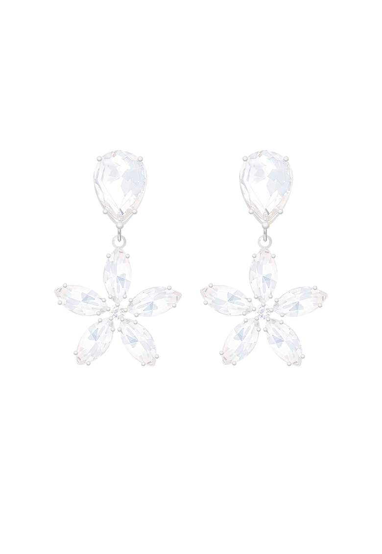 Cercei placati cu argint si decorati cu cristale