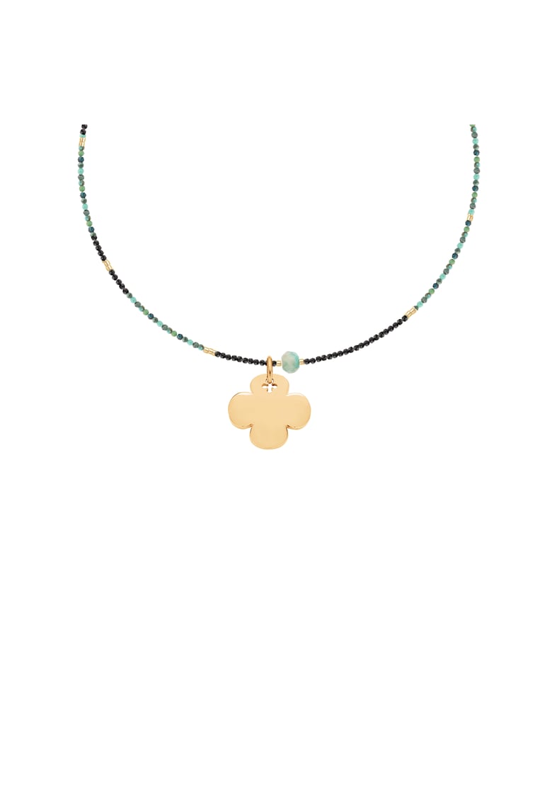 Colier din margele din sticla japoneza si pandantiv cu amazonit