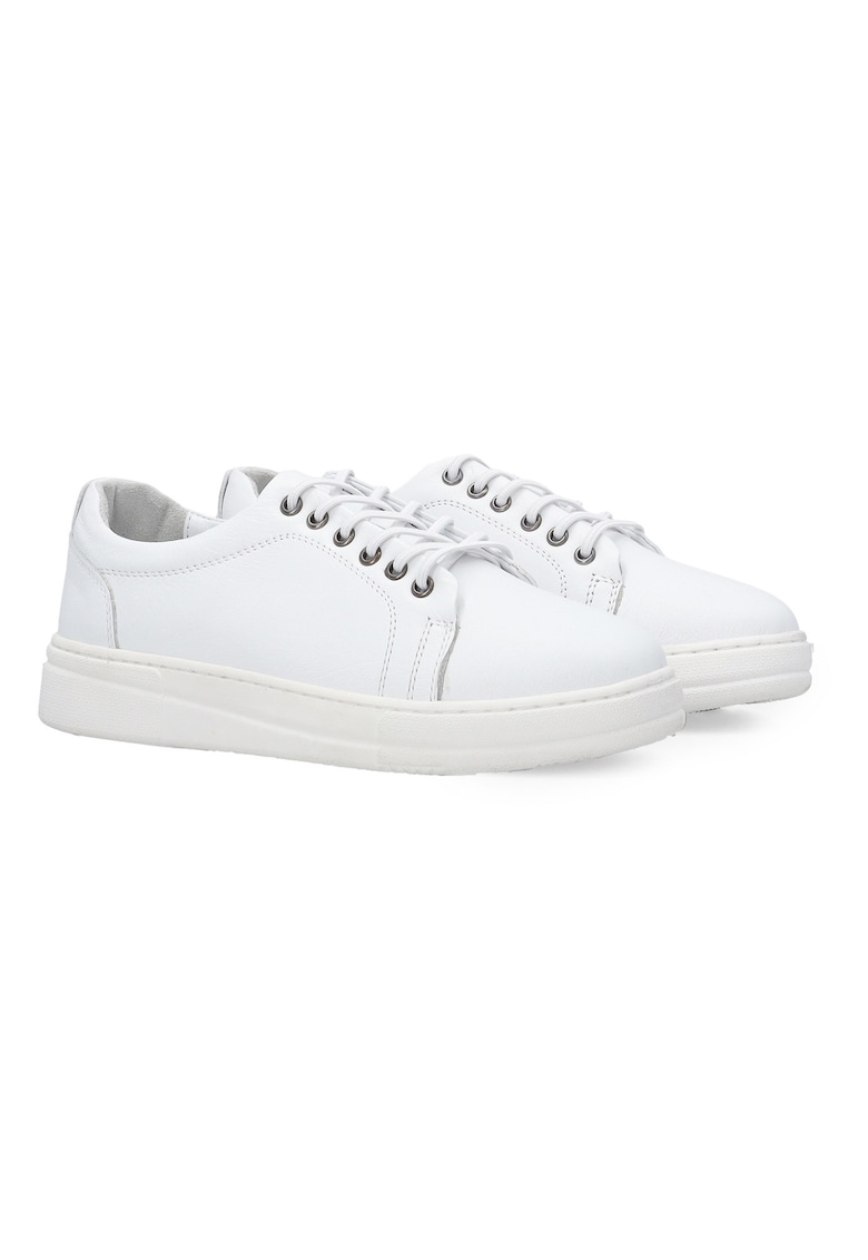 Pantofi sport din piele naturala cu profil jos si platforma