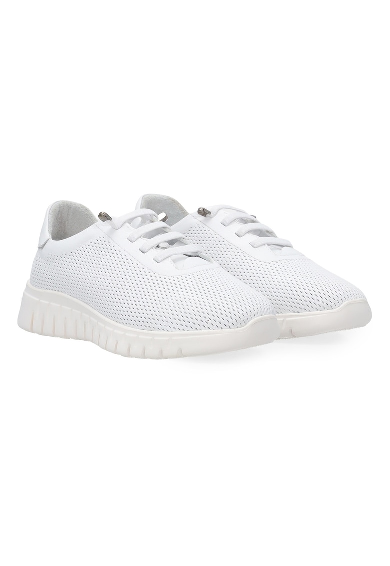 Pantofi sport cu talpa wedge cu perforatii din piele