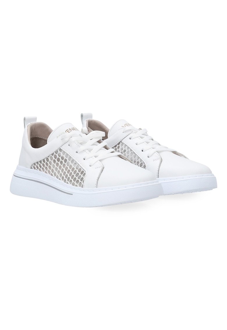 Pantofi din material textil si piele cu talpa wedge