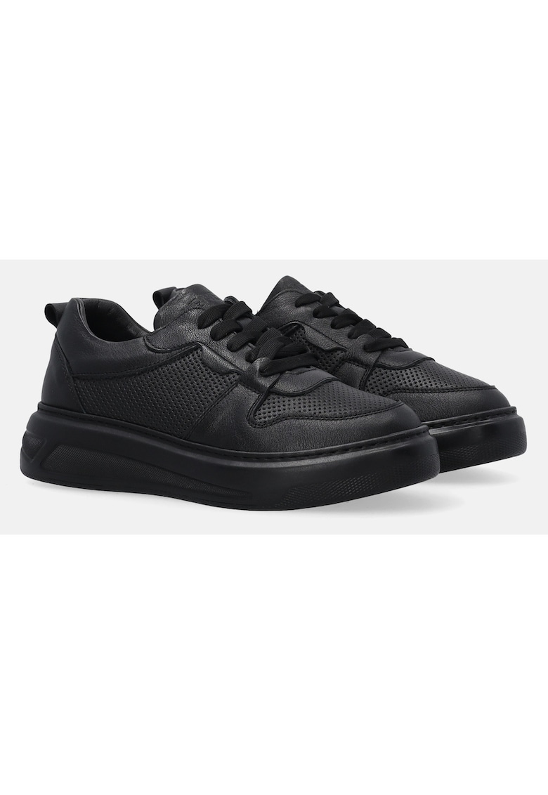 Pantofi sport din piele cu perforatii si siret