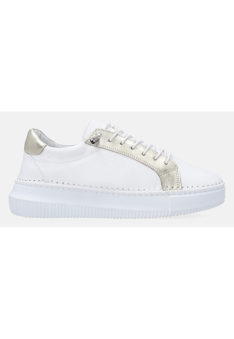 Pantofi sport din piele cu garnitura metalica