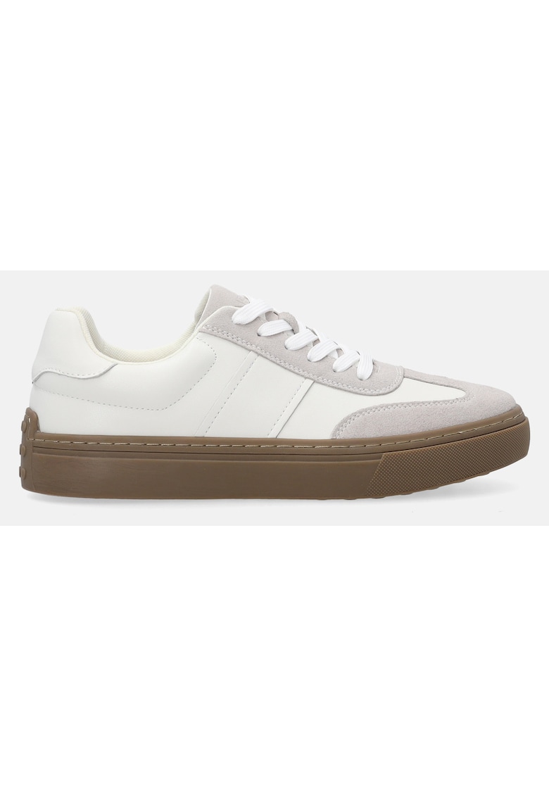 Pantofi sport din piele cu insertii din piele intoarsa - Alb/Gri