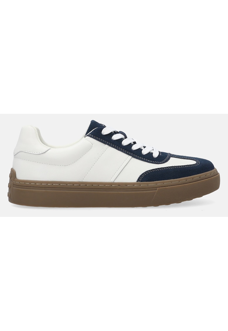 Pantofi sport din piele cu insertii din piele intoarsa - Alb/Albastru marin/White