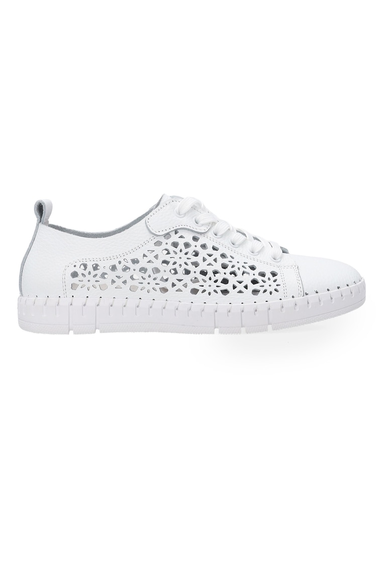 Pantofi sport din piele cu ajuratii florale