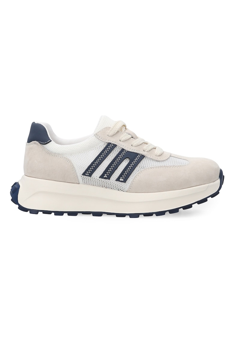Pantofi sport din plasa cu garnituri din piele intoarsa si talpa wedge