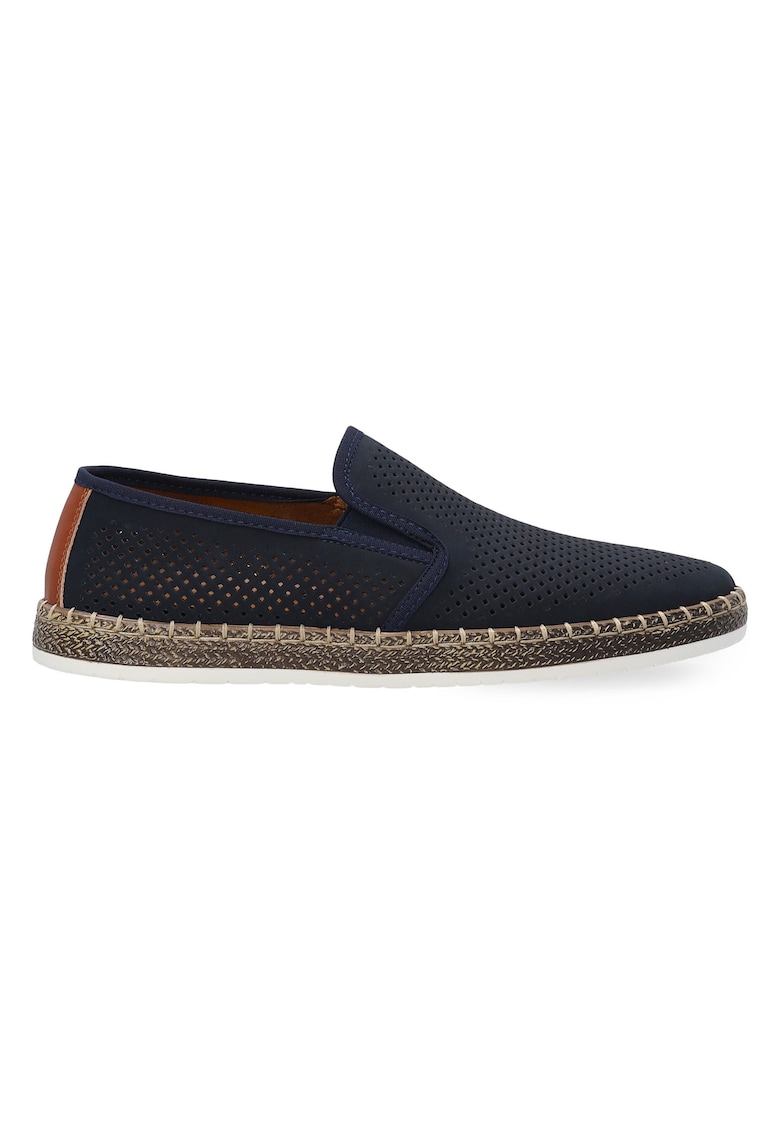 Pantofi loafer din piele intoarsa cu detaliu piele in spate
