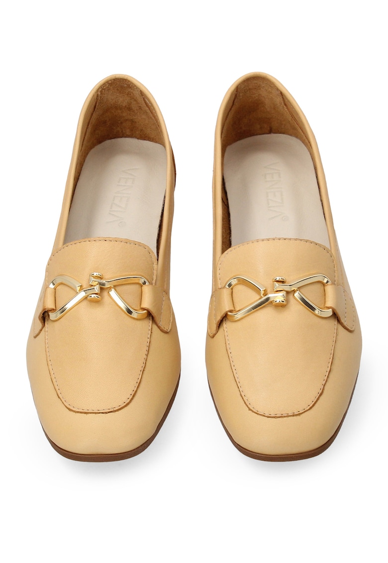 Pantofi Loafer cu detaliu metalic din piele naturala