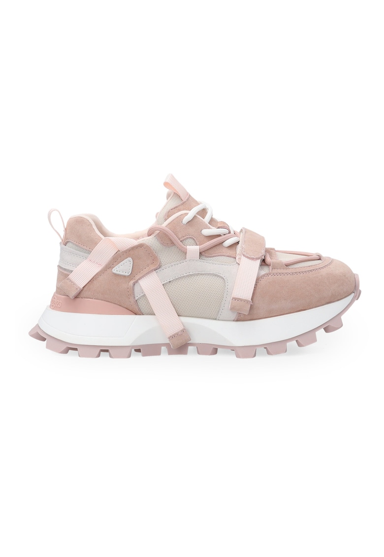 Pantofi sport din material textil cu insertii din piele intoarsa