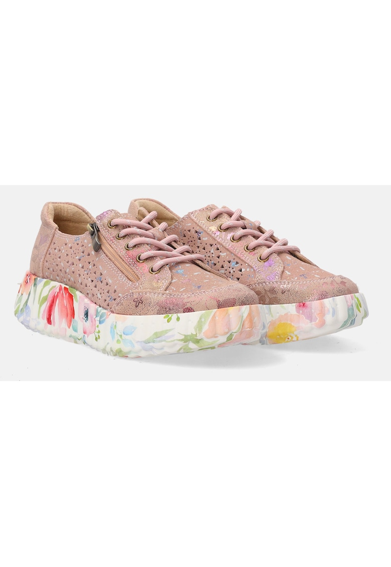 Pantofi sport din piele si piele cu model
