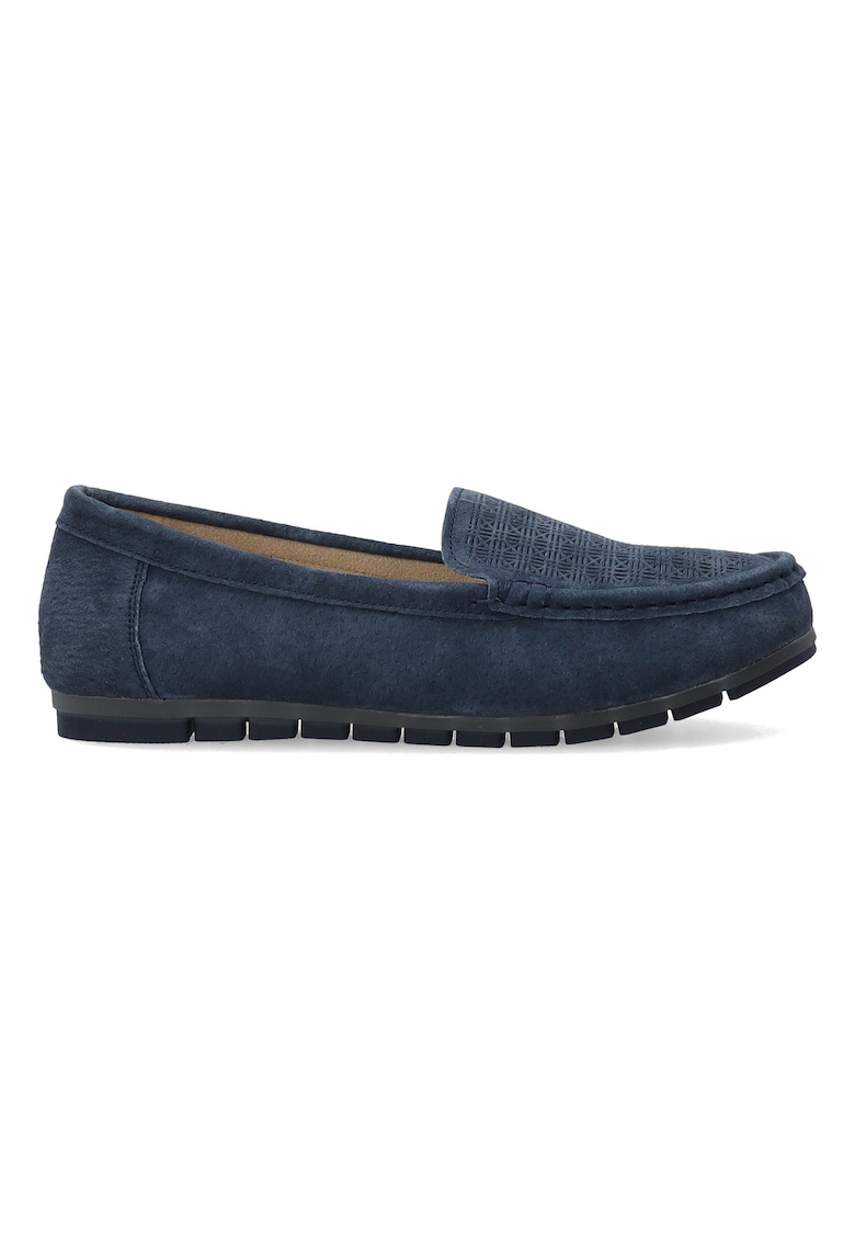 Pantofi loafer din piele intoarsa cu design texturat