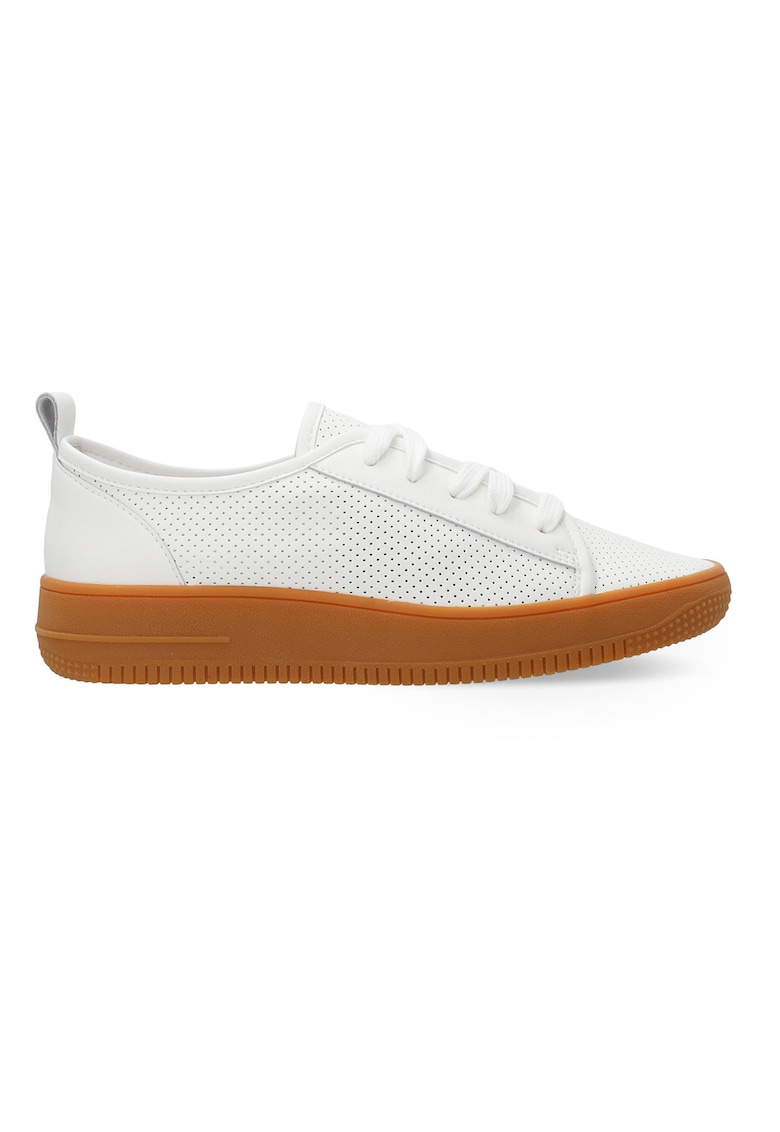 Pantofi sport din piele cu aspect ajurat