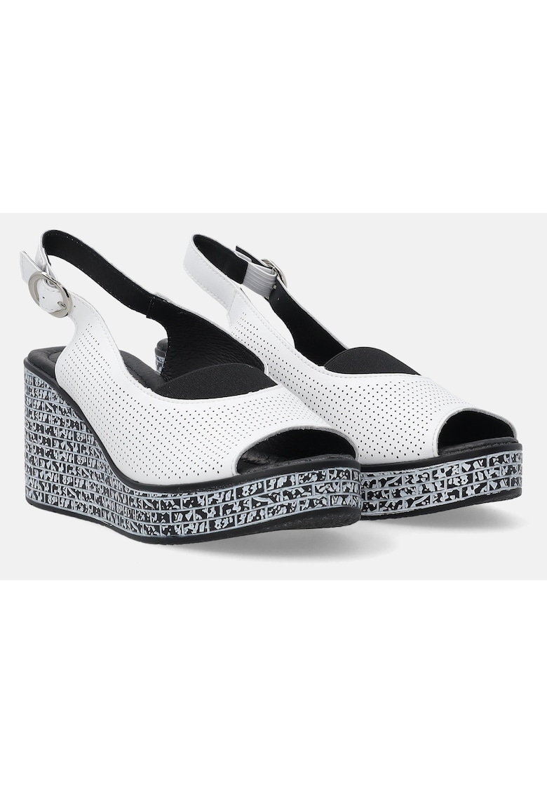 Sandale wedge din piele cu decupaje
