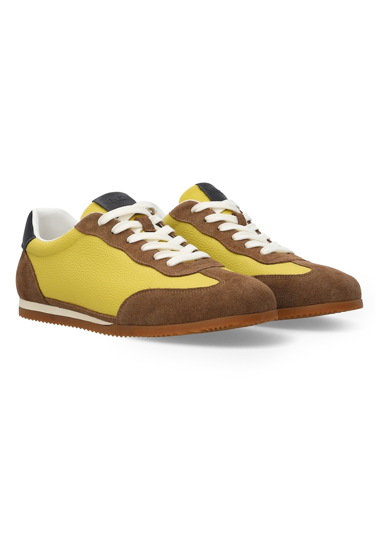 Pantofi sport de piele si garnituri din piele intoarsa