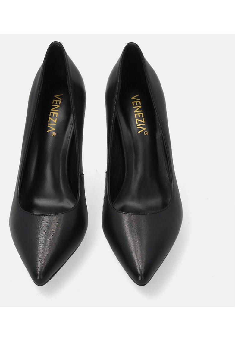 Pantofi cu toc clasic din piele naturala cu varf ascutit