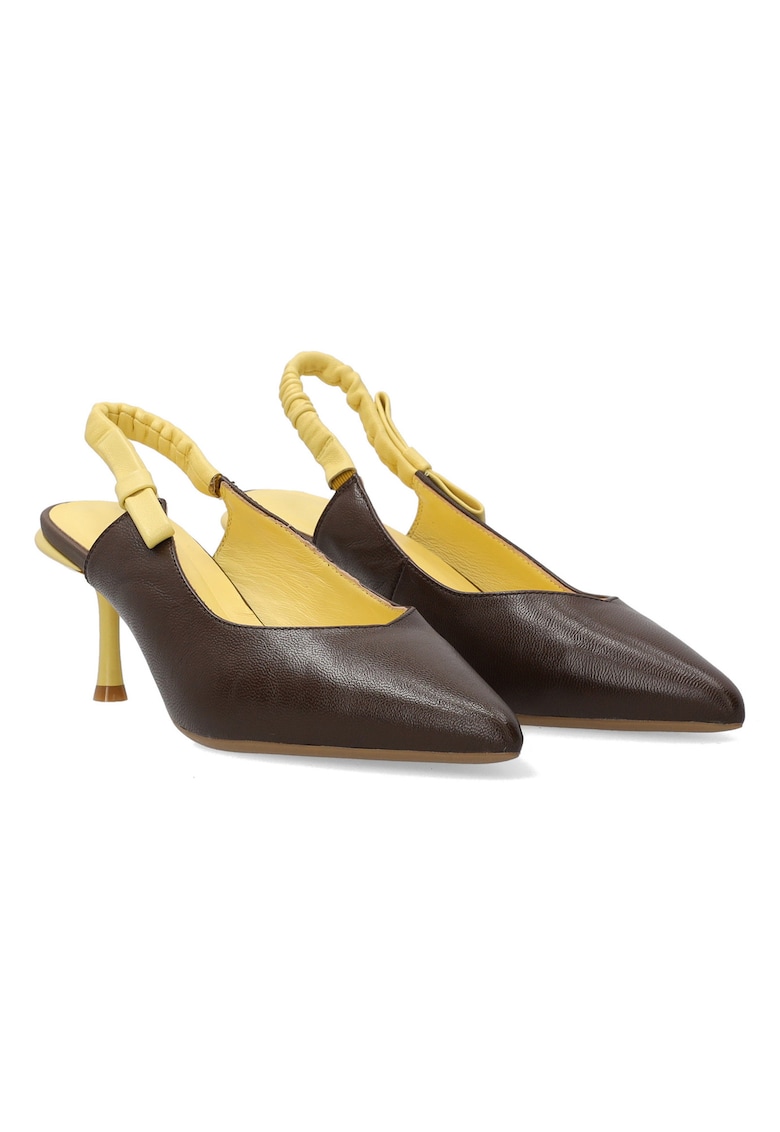 Pantofi slingback din piele cu funde decorative