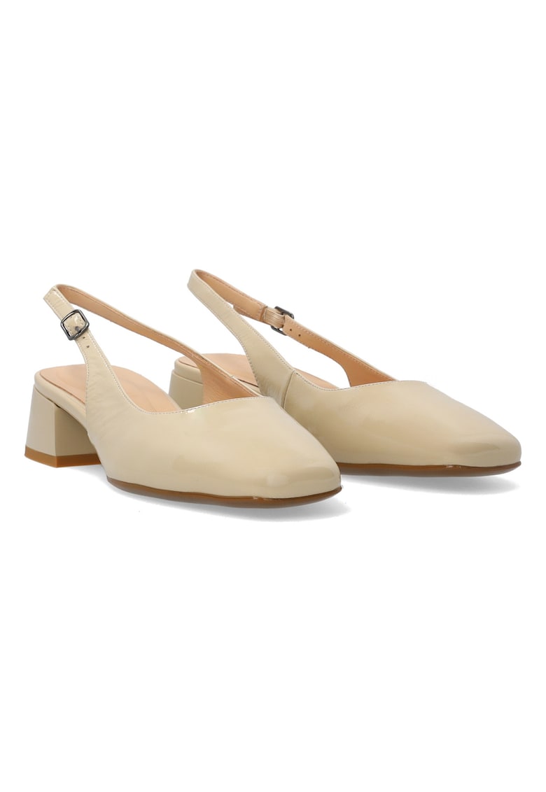 Pantofi de piele lacuita cu varf patrat