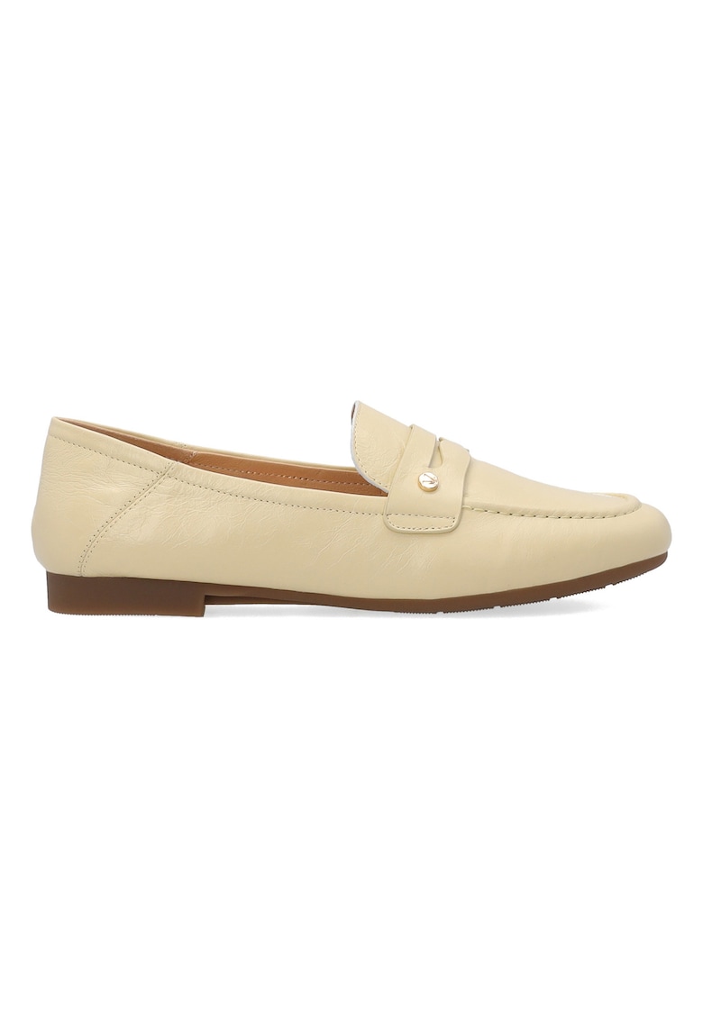 Pantofi loafer din piele lacuita cu varf rotund