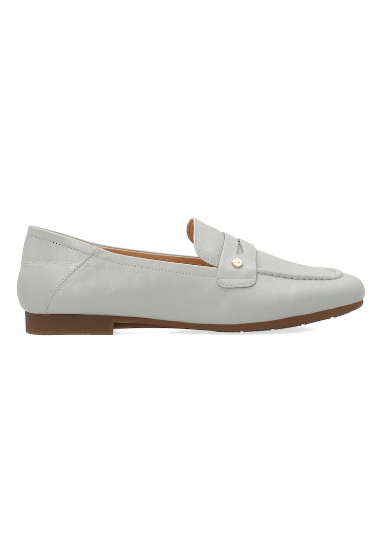 Pantofi loafer uni din piele lacuita cu varf rotund