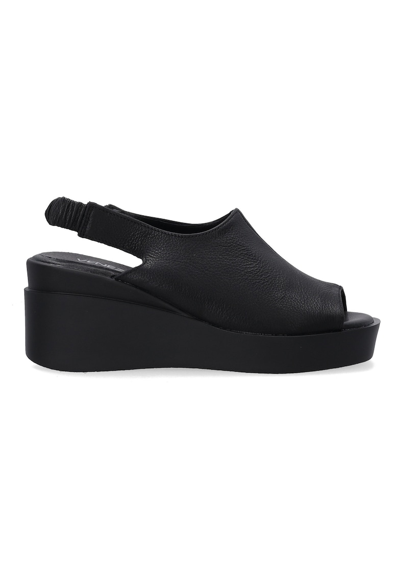 Sandale din piele fara inchidere cu model uni