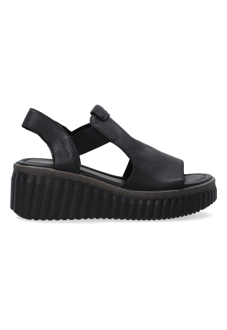 Sandale din piele cu talpa wedge fara inchidere