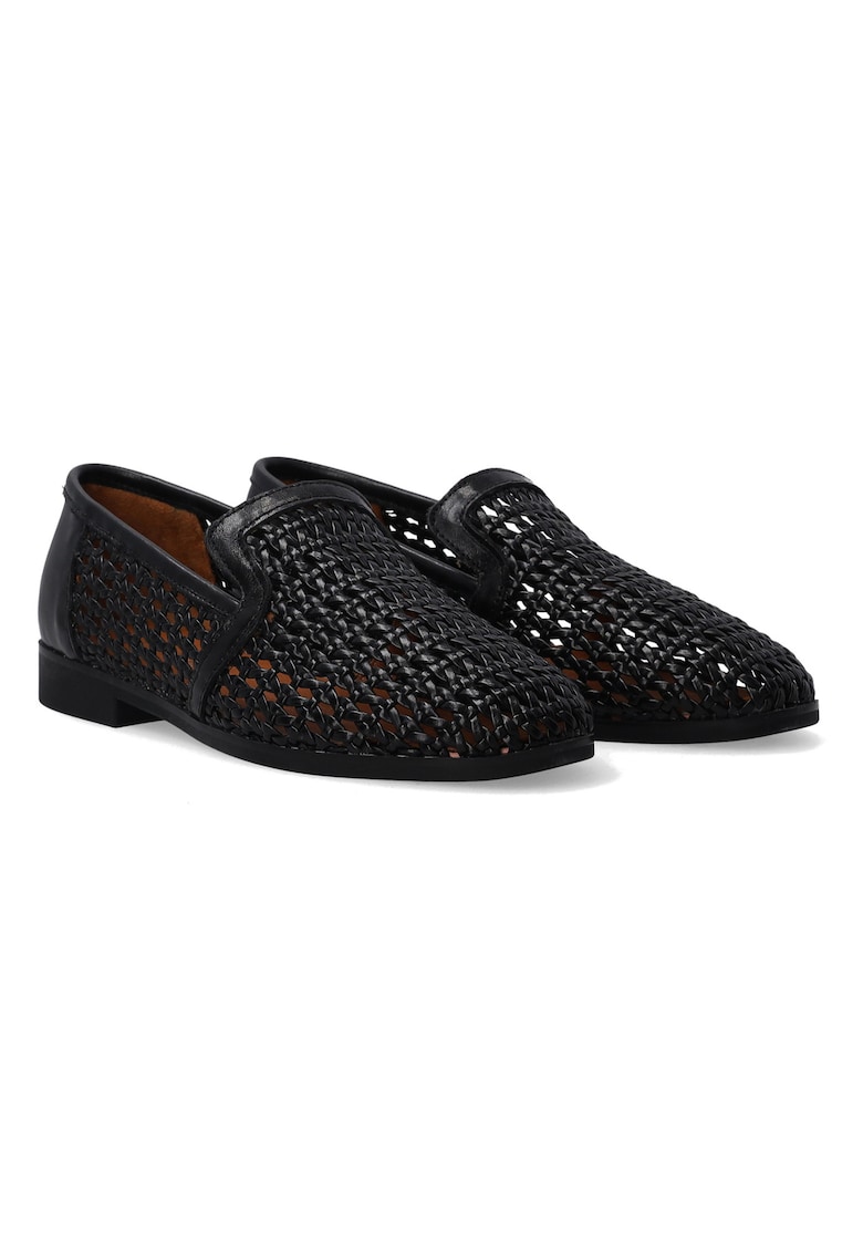 Mocasini din piele cu model impletit