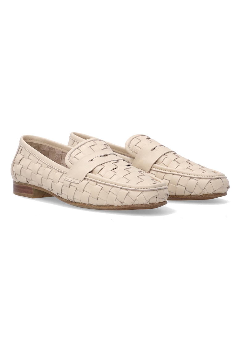 Pantofi loafer din piele cu aspect crosetat