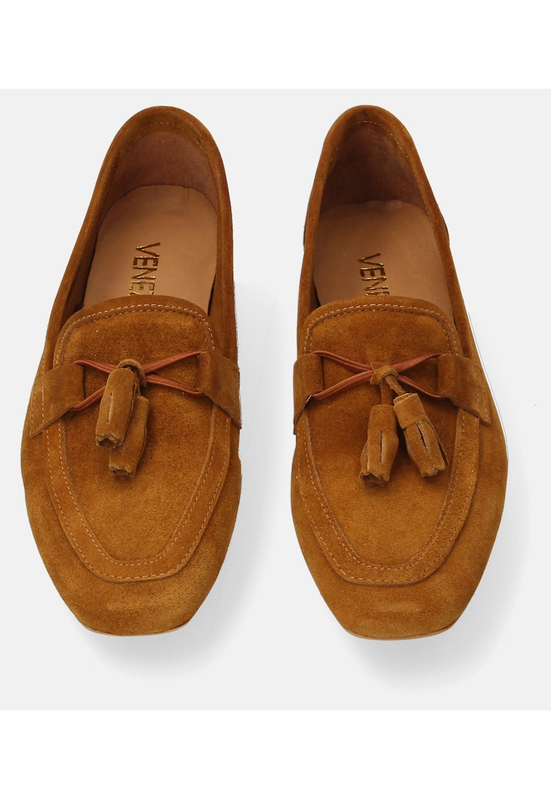 Pantofi Loafer din piele intoarsa cu talpa joasa