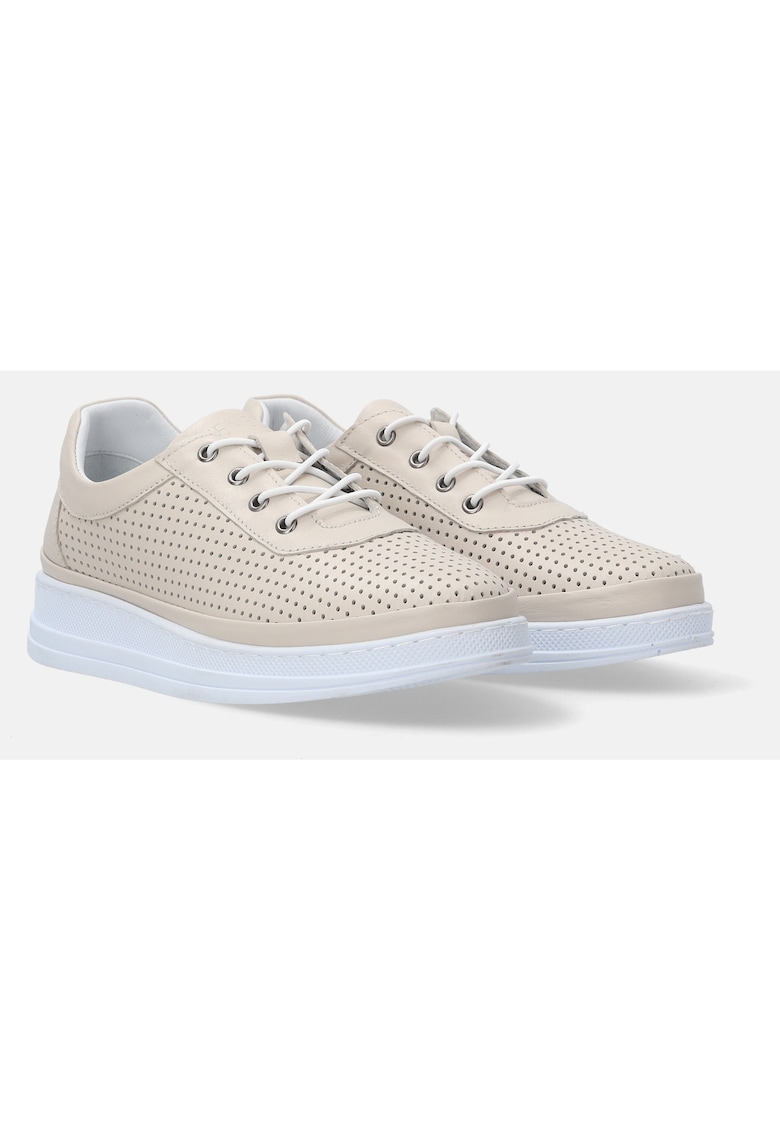 Pantofi sport din piele intoarsa cu talpa wedge si perforatii