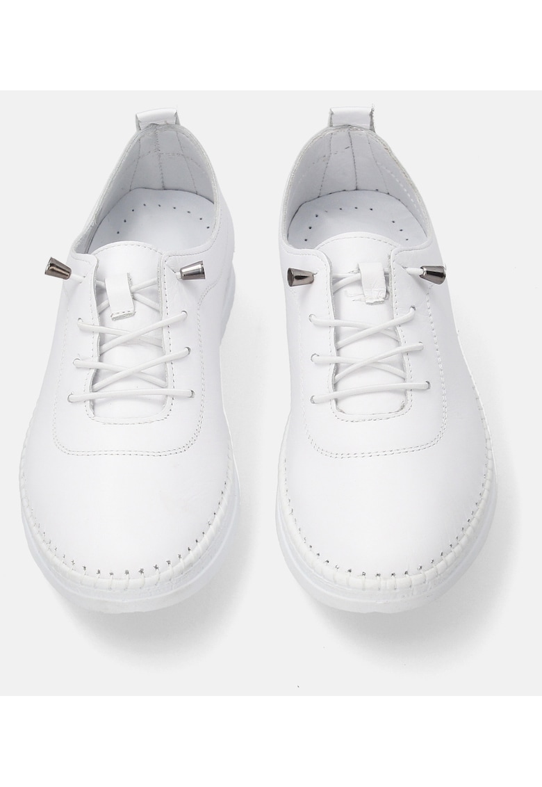 Pantofi sport uni cu talpa joasa din piele naturala