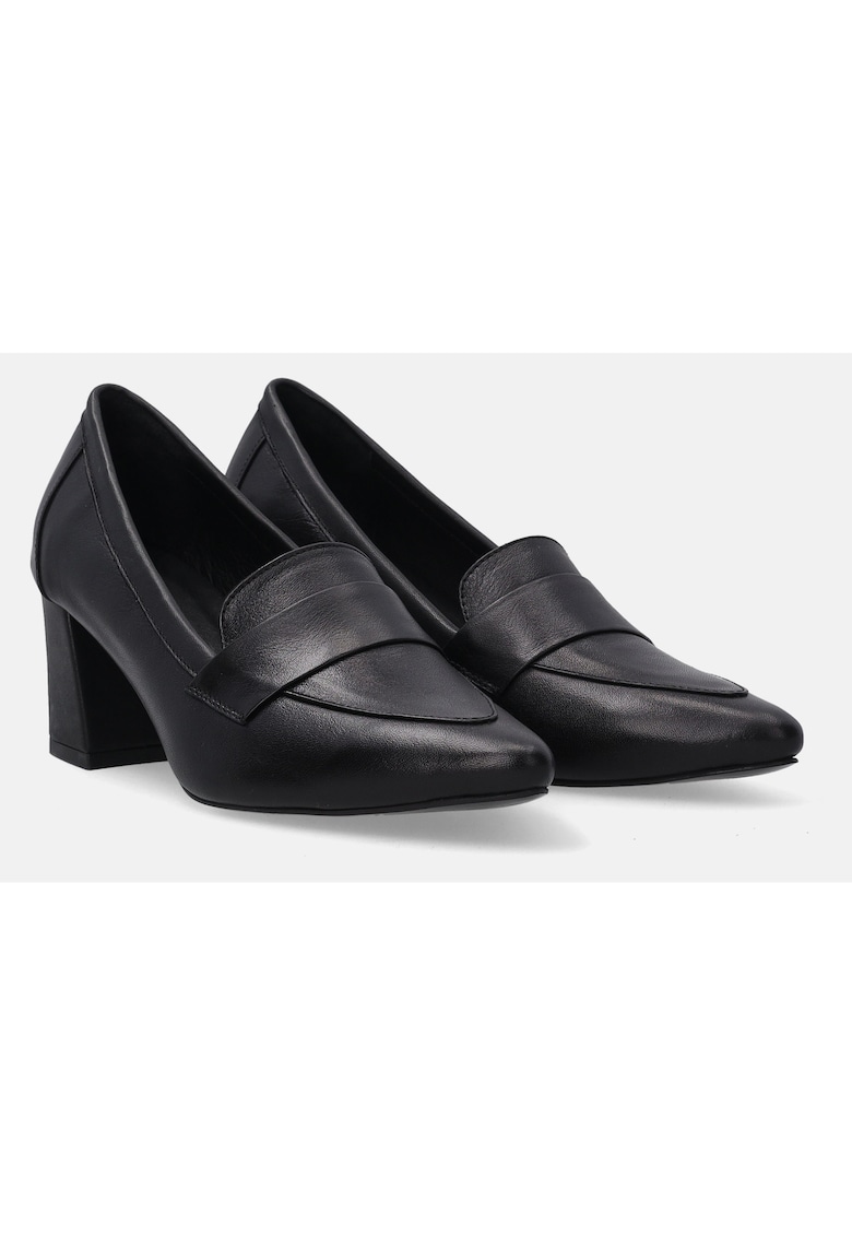 Pantofi cu toc din piele naturala cu varf ascutit