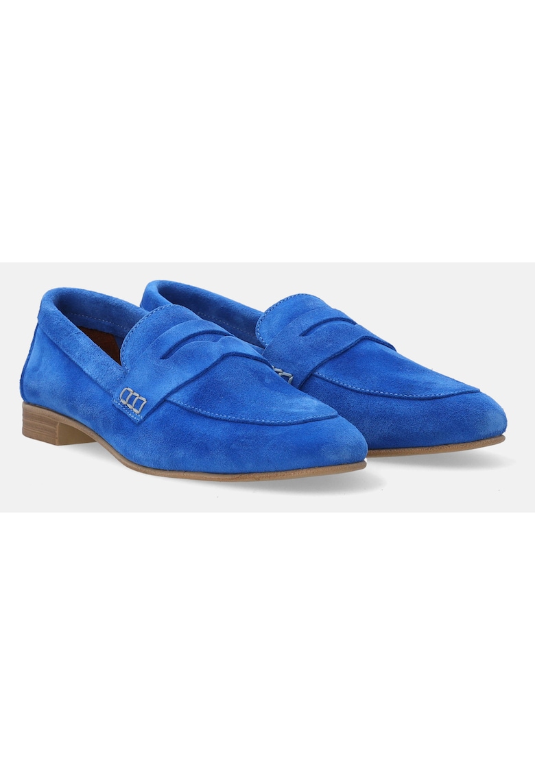 Pantofi loafer uni din piele intoarsa si talpa joasa