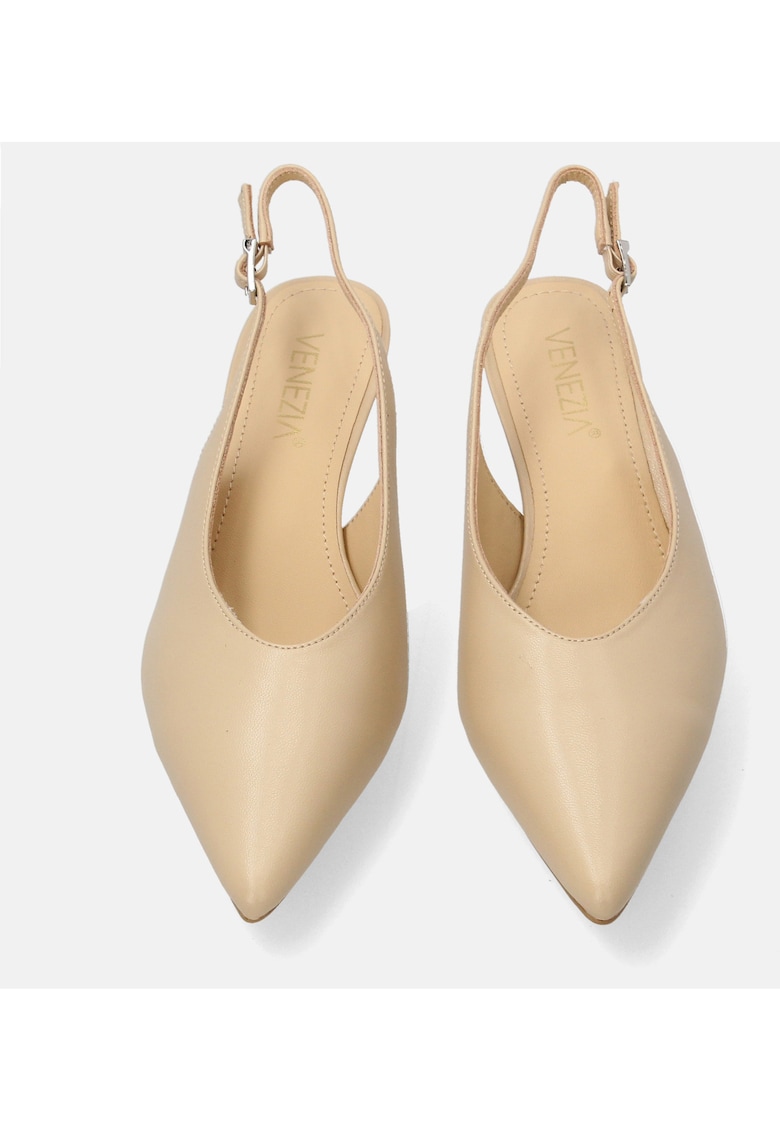Pantofi sling-back din piele naturala cu varf ascutit