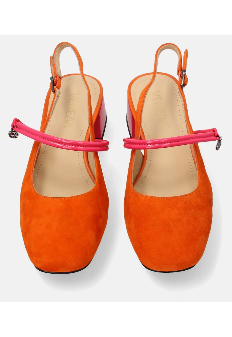 Pantofi Mary Jane din piele intoarsa