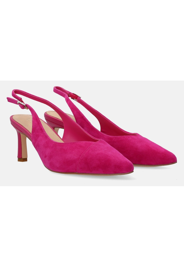 Pantofi slingback cu toc din piele intoarsa