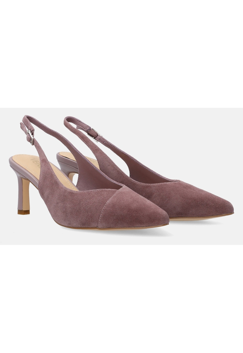 Pantofi slingback cu piele intoarsa si varf ascutit