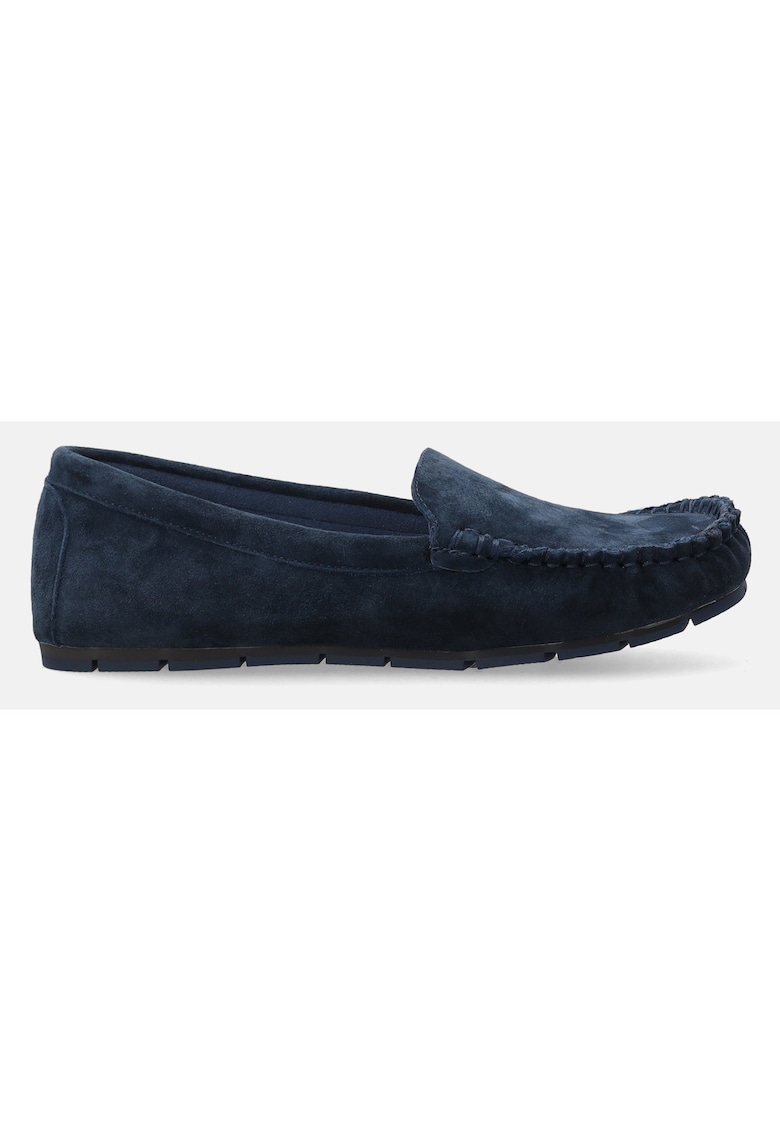 Pantofi loafer cu varf rotund din piele intoarsa