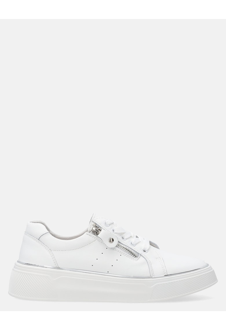 Pantofi sport uni din piele cu fermoar