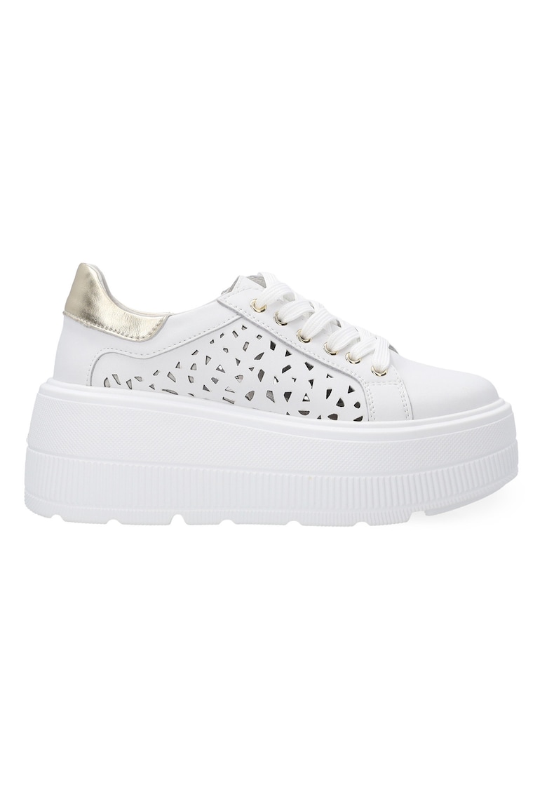 Pantofi sport din piele cu aspect masiv si perforatii